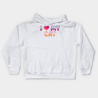 I Heart My Cat Classic Video Game Graphic Vibrant Gradient Kids Hoodie